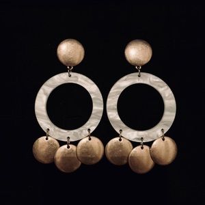 White and Gold Hoop Earrings